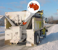 VIBCO DC-900 Sandbuster spreader hopper vibrator on v-box plow truck